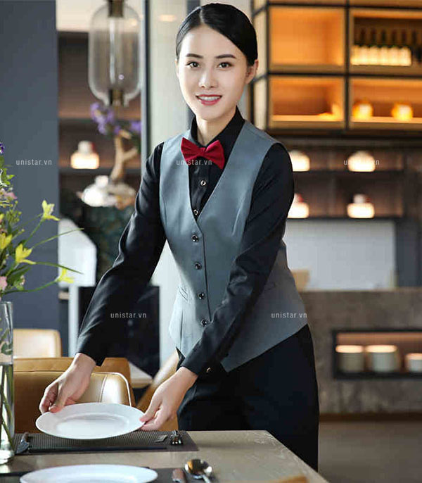 Áo gile đồng phục nhà hàng chuyên nghiệp USNK-580