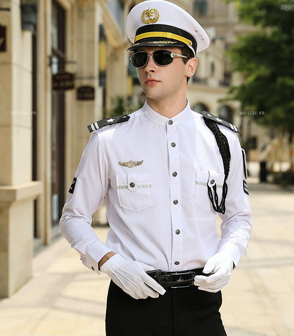 Đồng phục bảo vệ màu trắng hiện đại USBV-372