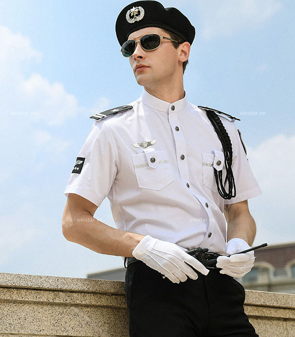 Đồng phục bảo vệ màu trắng hiện đại USBV-372