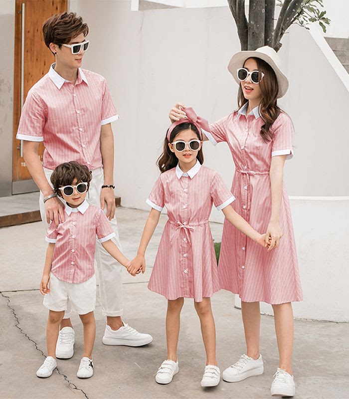 Váy áo gia đình tone hồng